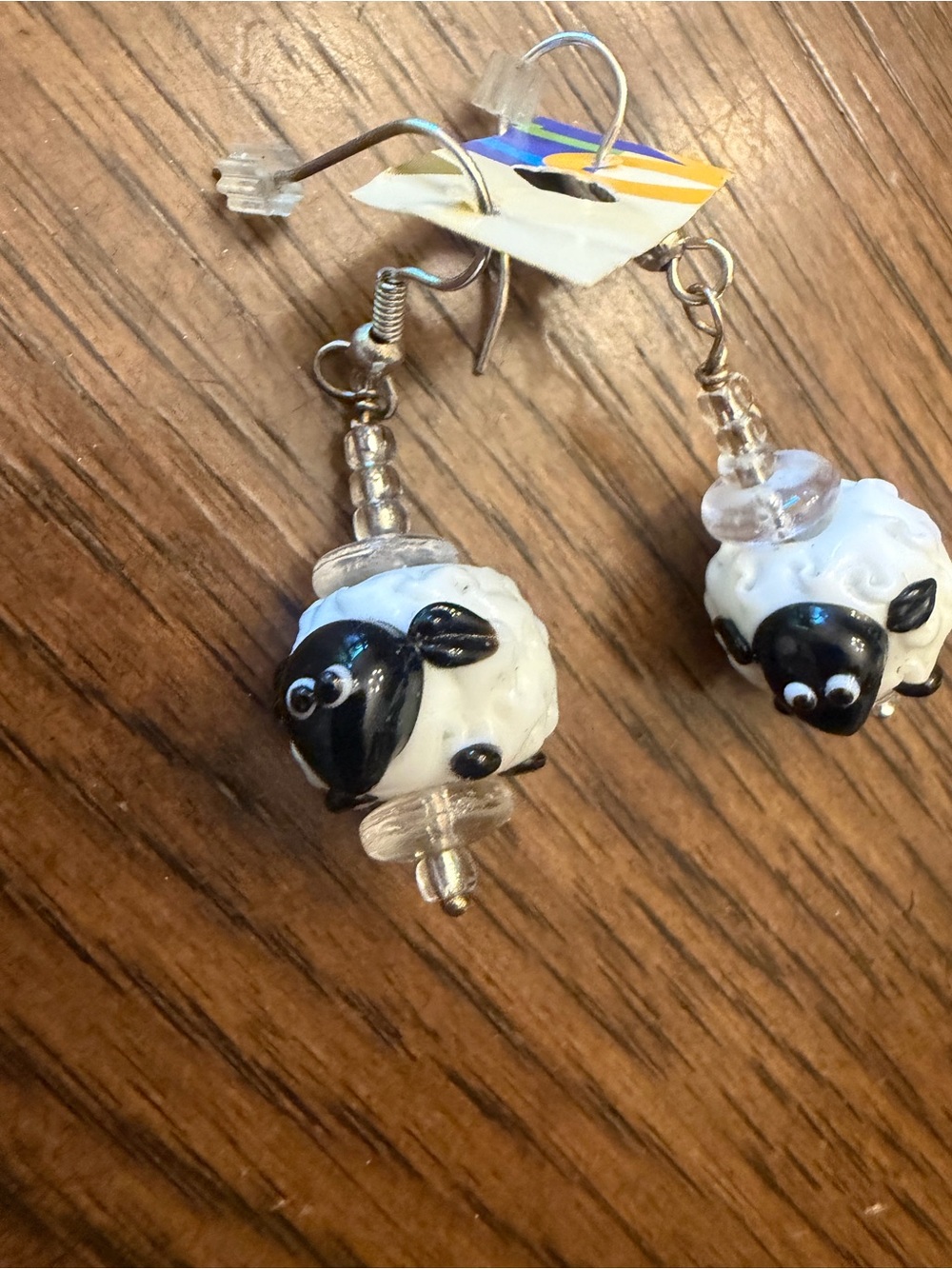 Vintage Black & White Sheep Dangle Earrings. Girlhoodcore. Handmade.